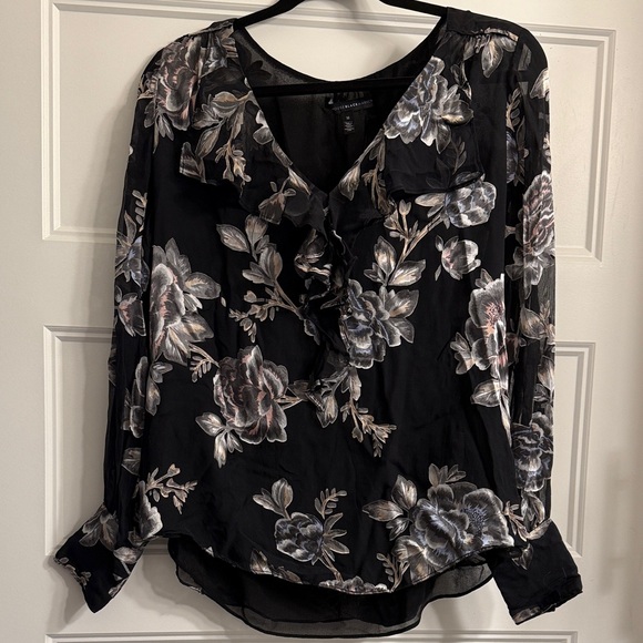 White House Black Market Tops - Black Floral Blouse By WHBM *EUC*